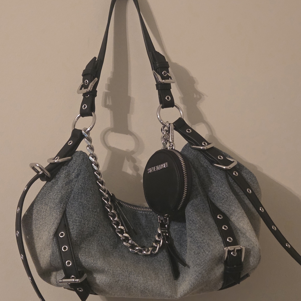 Steve Madden Black and Gray Shoulder Bag